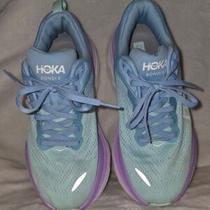 HOKA Bondi 8 Blue and Purple Running Shoes